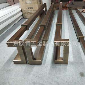 不锈钢直纹方管双弯电镀钛金玻璃木门拉手不锈钢焊接工艺把手