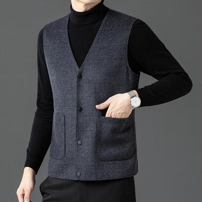 中年男士双面呢毛呢马甲款新毛子爸爸呢领羊商务11812-PP背心坎肩