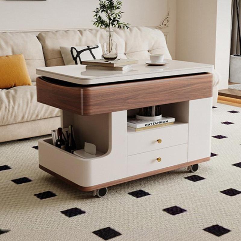 实木边几可移动沙发边柜侧边柜小户型客厅储物小推车岩板升降茶几