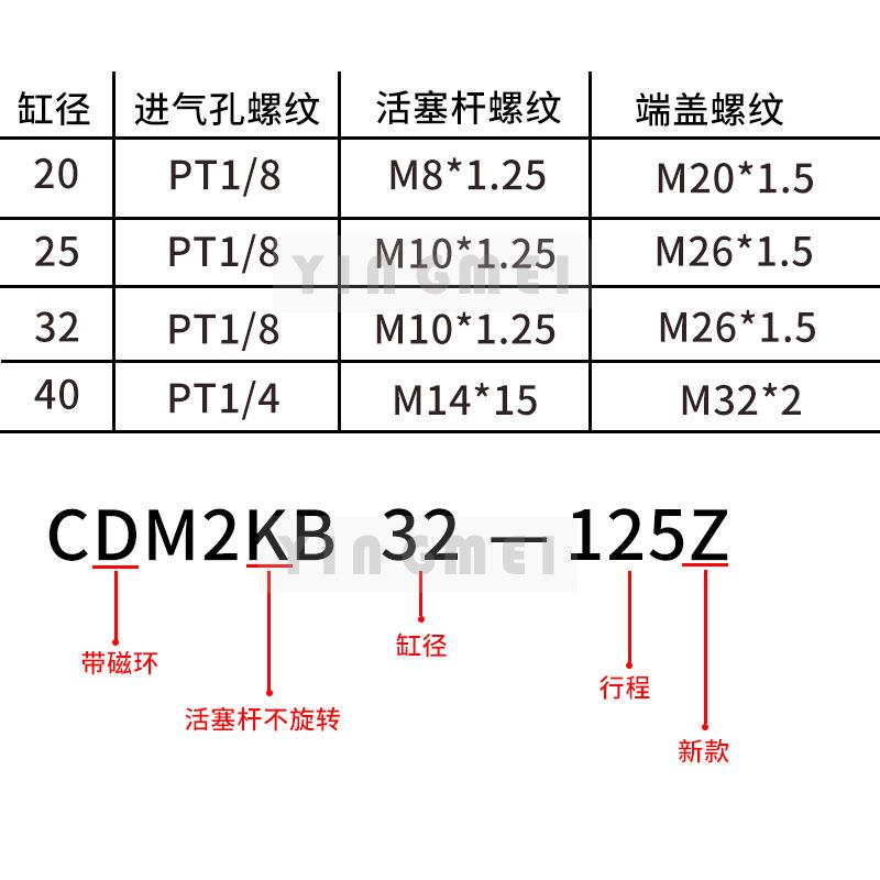 SMC型活塞不C旋转CDM2KB20-2DM2KADGB5杆-CDM2KB32-CDM2KB40迷你