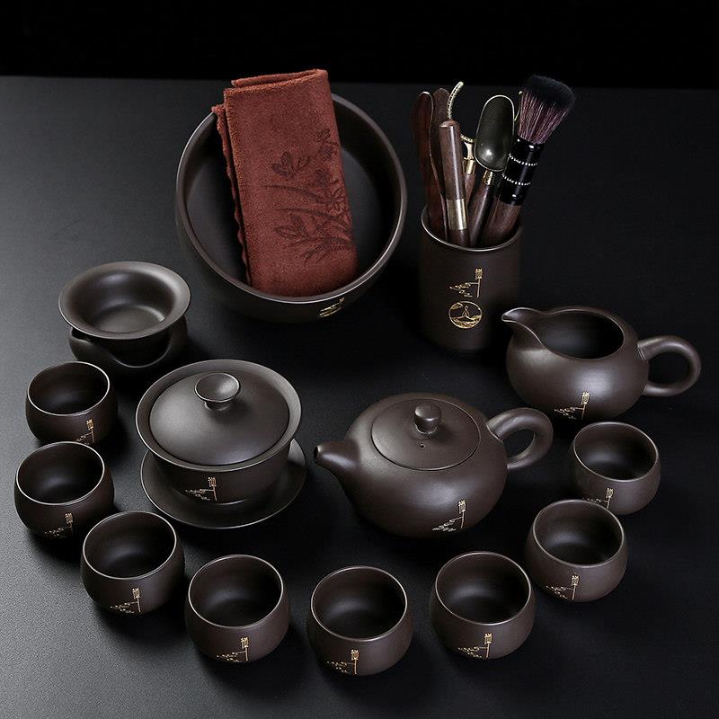 家用紫砂功夫茶具套组 整套陶瓷茶壶茶杯茶道礼品茶具茶盘套装