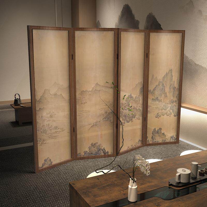 东方美厅学新风中式屏隔断客玄关茶室酒店民宿餐折厅实Z4木屏山水