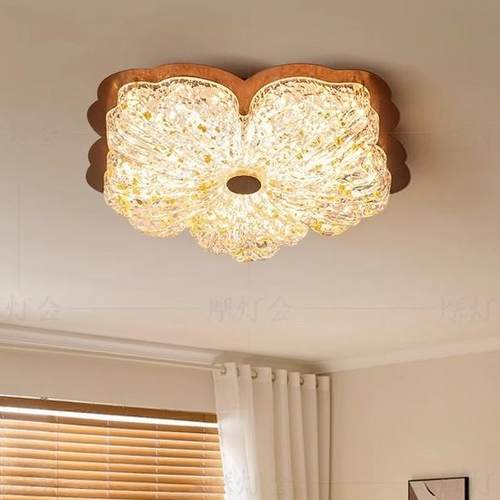 法式中古风金箔轻奢花朵灯卧室书房灯树脂客厅护眼主卧吸顶灯