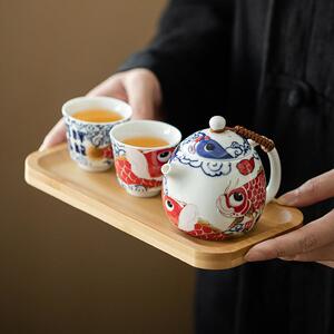祥龙纳福龙鱼旅行茶具一壶二杯套组中式国潮风送礼套装便携泡茶器