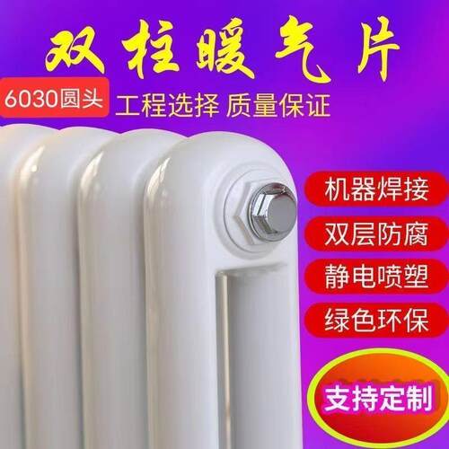暖气片大全家用水暖散热片钢二柱6030圆头加厚壁挂立式横向取暖器