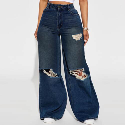 2025 Autumn and Winter Women's Wide Leg Jeans Pocket