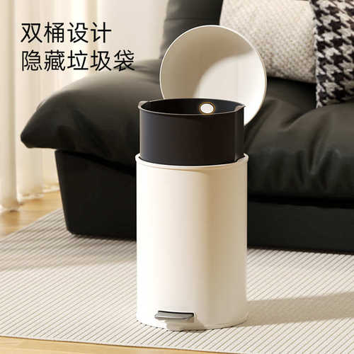 卫生间家用2025新款脚踩颜盖垃圾桶值厨房带客厅高圆形veelar卧室