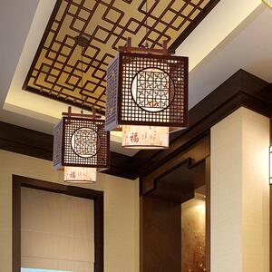 中国古色古香的小吊灯吧火锅店中国风的木艺术灯笼餐厅茶室覆古山