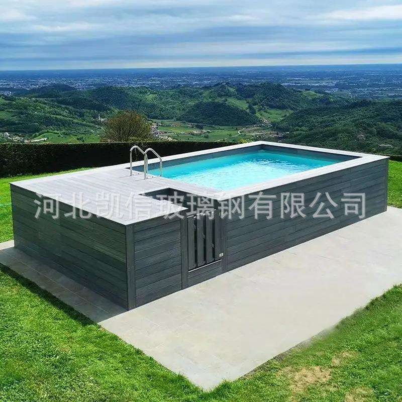 玻璃钢防腐木地上泳池可移动安装方便 家用别墅泳池厂家直销