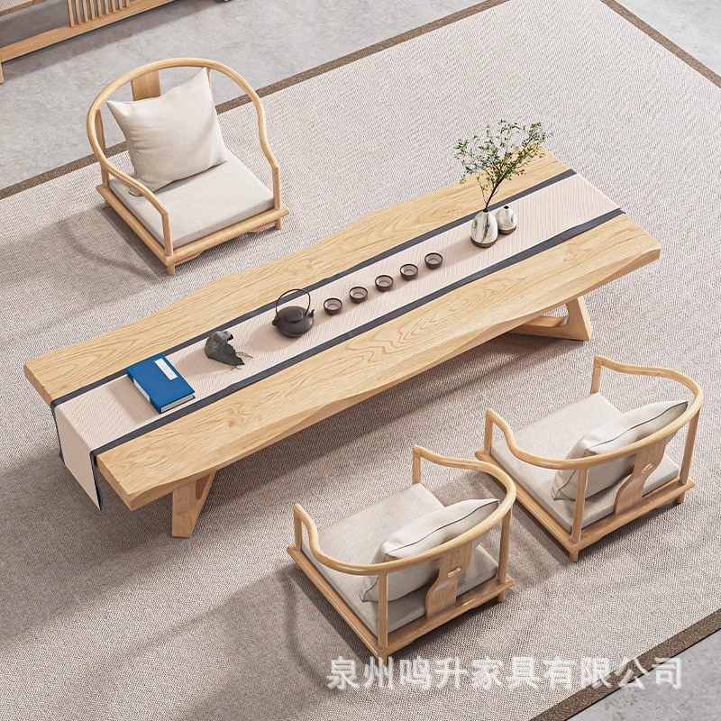 日式茶桌椅实木榻榻米茶几坐地茶台禅意长条矮桌飘窗桌炕桌茶桌