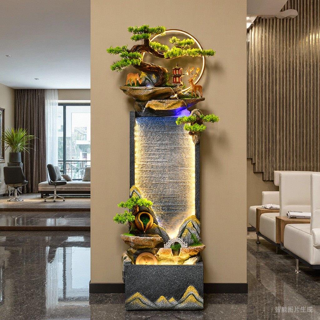 招财假山流水景观循环水摆件商铺前台风水轮造景送朋友开业装饰