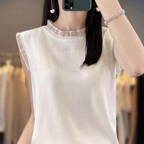 新款洋气秋冬加肥加大码蕾丝拼接吊带背心女士宽松坎肩无袖1218h