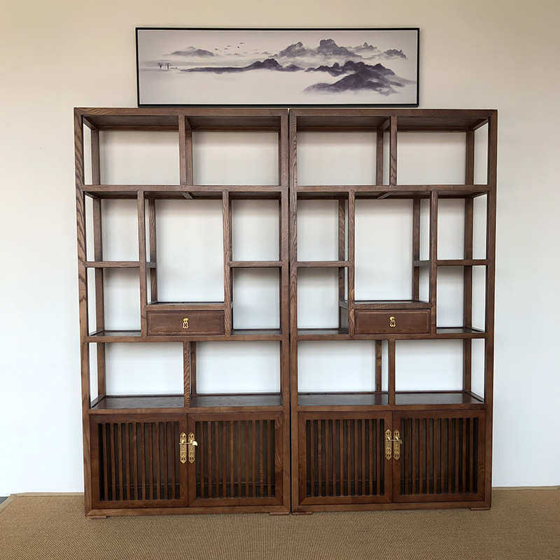 新中式实木博古架茶室茶柜置物架白蜡木茶叶收纳柜多宝阁展示架子,住宅家具,多宝格/博古架,淘宝优惠券,粉丝福利购,淘宝优惠卷