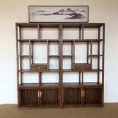 新中式 实木博古架茶室茶柜置物架白蜡木茶叶收纳柜多宝阁展示架子