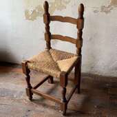 中厅古实木椅子咖啡子编诧织藤椅寂风复古编织 藤编椅原木艺 法式