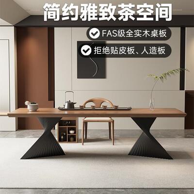 简约级实木大板茶轻桌设计接师款茶FPY办一体桌奢高感办公室待茶