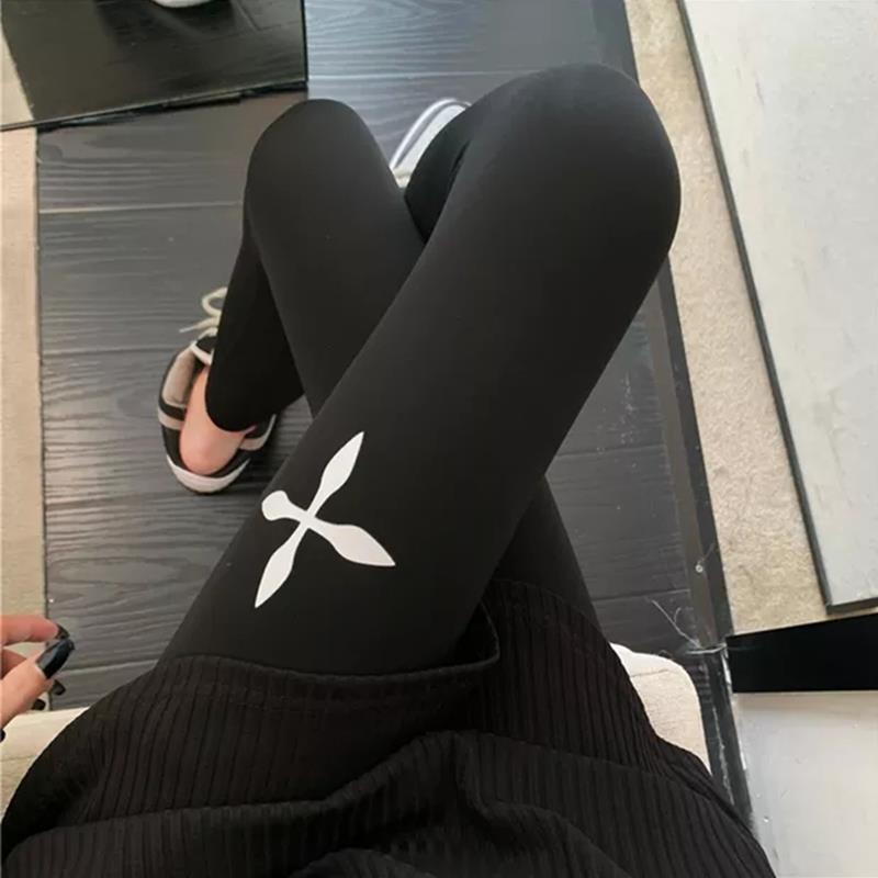 SPYB黑色加绒鲨鱼裤女外穿春秋冬薄款弹力紧身小脚提臀瑜伽打底裤