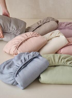 a类层双棉床笠三件纯套春LL季纱家用床垫保护套宿舍单人全棉床罩