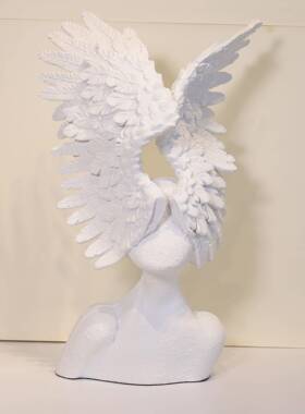 现代轻奢天使翅膀人像雕塑 售楼处玄关电视柜装饰艺术工艺品摆设