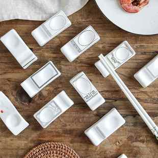 三用筷架筷托酒店专用筷子架托陶瓷两用放筷子汤匙托搁架公筷复古