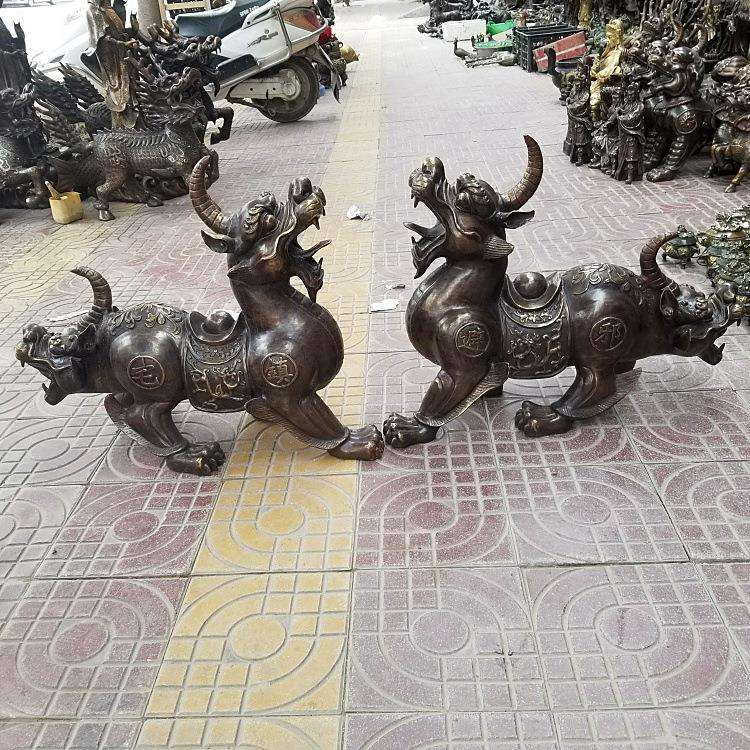 铜大号双头兽独角兽铜器工艺摆件铜雕神兽雕塑铜器
