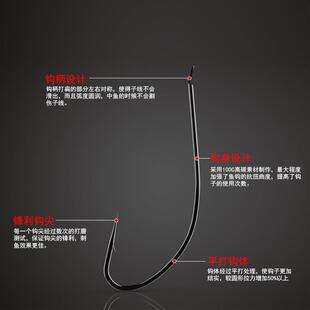 直销新款秋田狐鱼钩上黑 红虫蚯蚓长柄细条传统钓鲫鱼冬钓湖库钓
