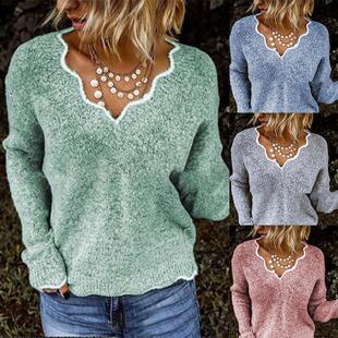 cute collar pullover sweater base Women knitted