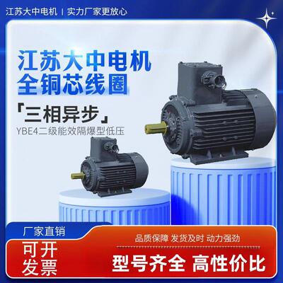 江苏大中电机YBE系列三级能效隔爆压低3三型相GIQ异步电动机厂家