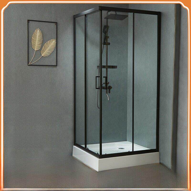 方形淋浴房l型玻璃隔断浴室浴室推拉门干湿分离家用浴幕底座浴室