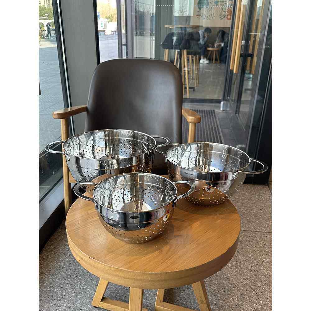 双耳水果和蔬菜篮子304不锈钢熊猫耳蔬菜盆蔬菜和水果排水篮面食,餐饮具,洗菜盆/沥水篮/漏水筛,淘宝优惠券,粉丝福利购,淘宝优惠卷