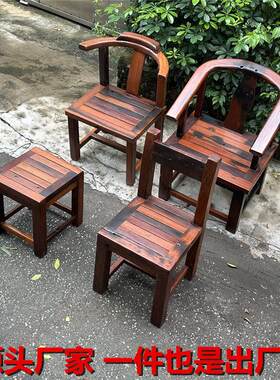 老船木靠背椅实木主人椅中式餐椅围椅圈椅休闲 椅扶手椅实木椅客