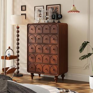 法式实木斗柜卧室储物柜床尾置物柜中古风五斗柜复古六斗柜子