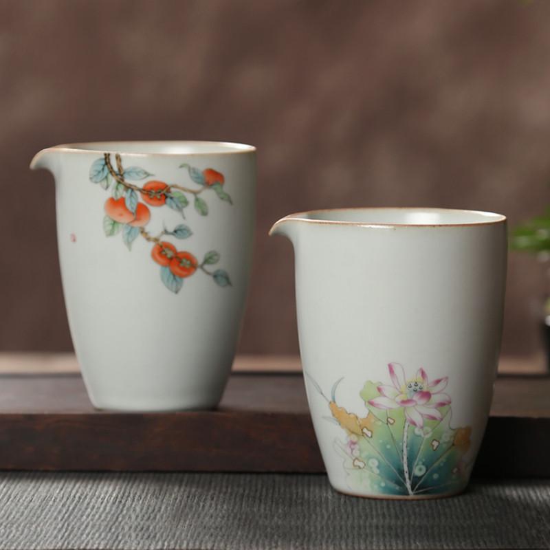批发复古汝窑公道杯陶瓷公杯匀杯茶海大号茶杯分茶器茶漏配件功夫