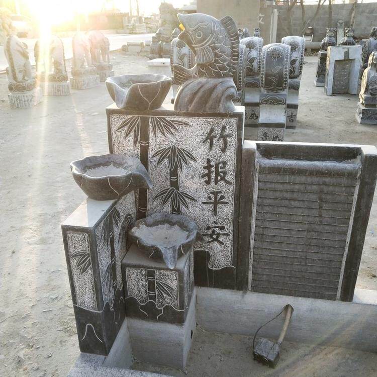 复古青石缸长方形石头鱼缸户外庭院养鱼石槽花盆金蟾流水景观摆件