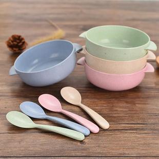 家用小麦秸秆碗儿童餐具碗隔热饭碗可微波炉防摔小碗
