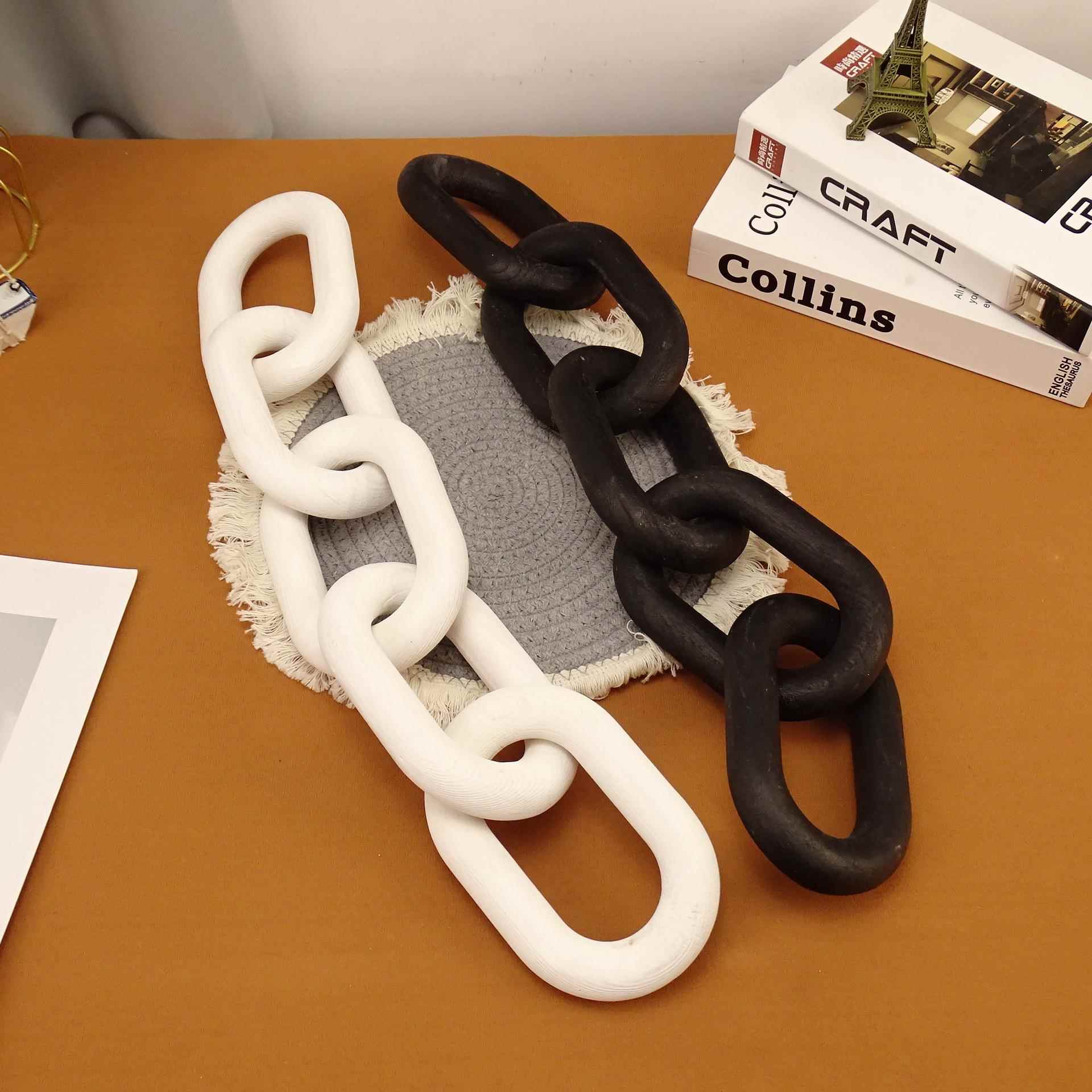 木质五链环链条家用桌面背景装饰木链条波西米亚风墙上挂件