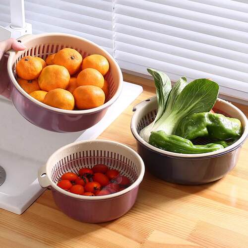 Double-layer Thickened Vegetable Washing and Drying Basket,