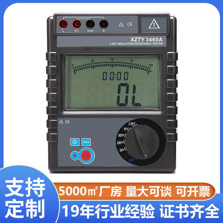 2500V数字绝缘兆欧表高压绝缘数字兆欧表绝缘电阻测试仪200GΩ