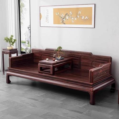 新式实木合罗汉沙发榻中炕几组床小户型榻榻米仿816#古客厅家具乌