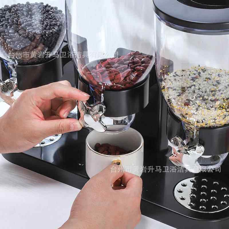 三桶麦片机家居早餐杂粮谷物分配器储藏米桶燕麦储物罐零食收纳罐