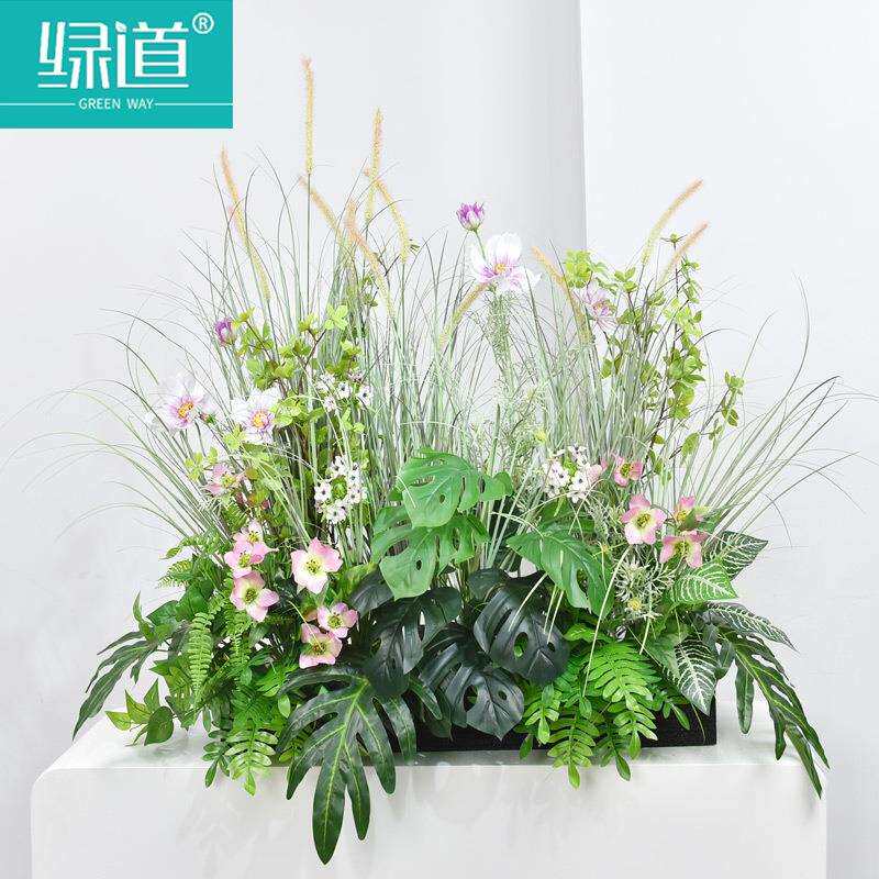 假花仿真花摆设假植物隔断仿真绿植组合长条造景花槽花箱户外装饰