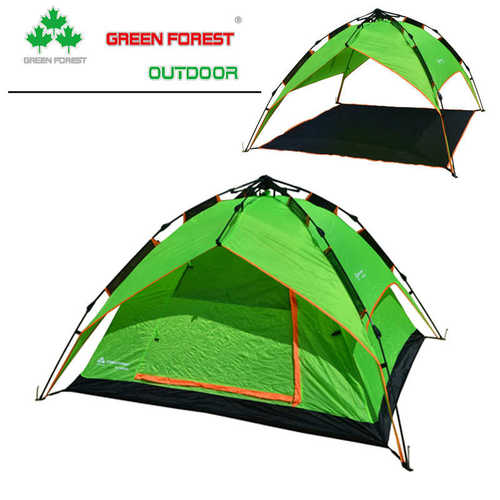 户外防暴雨全自动速开两用自动帐篷送PE地席Outdoor Camping Tent