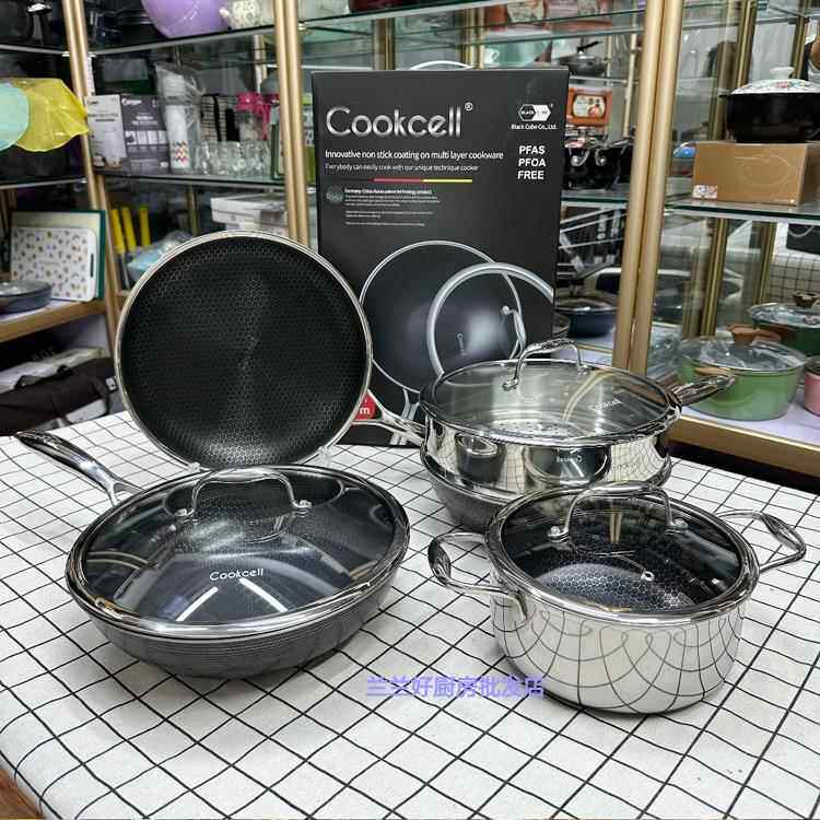 韩国不锈钢蜂窝炒锅不粘锅韩式炒菜锅平底煎锅汤锅烤肉锅蒸锅炖锅