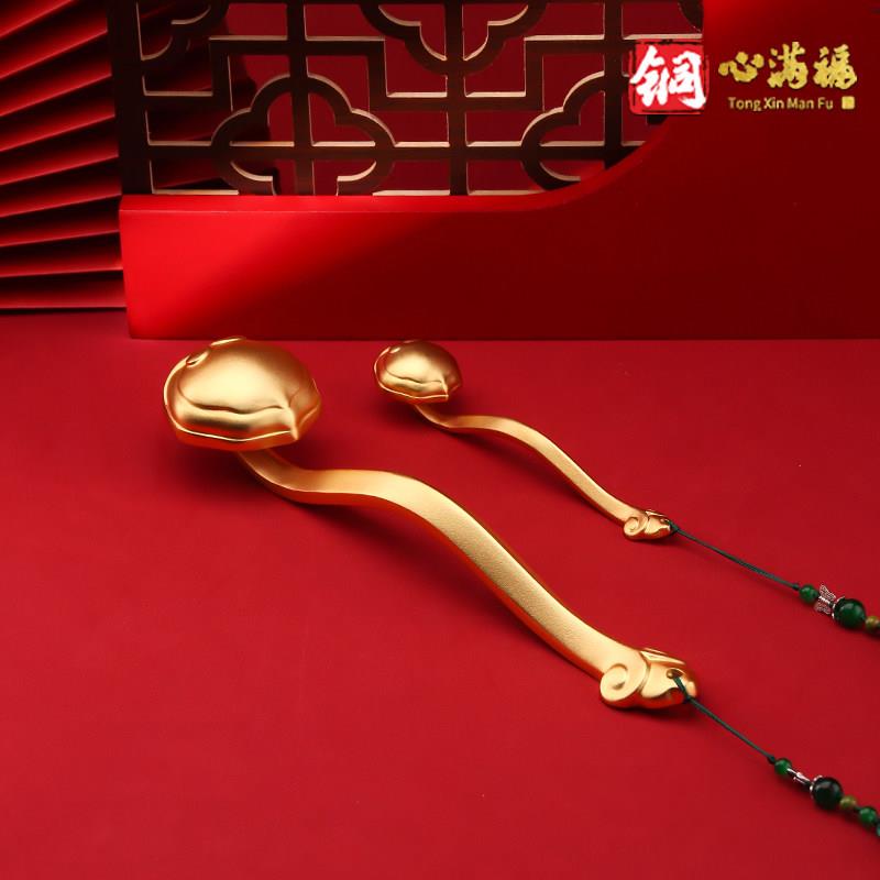 铜制如意摆件家居工艺品 新中式客厅装饰 事事如意柿子聚财镇宅礼