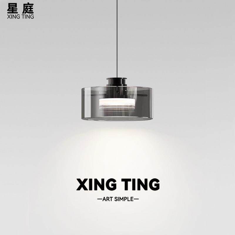 意式极简床头吊灯2026新款现代轻奢创意护眼玻璃可升降吊线灯具