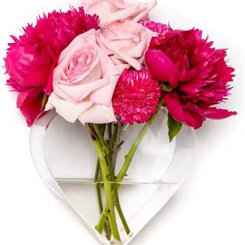 心型有机玻璃花瓶现代亚克力壁挂或桌面花盆架家居装饰品