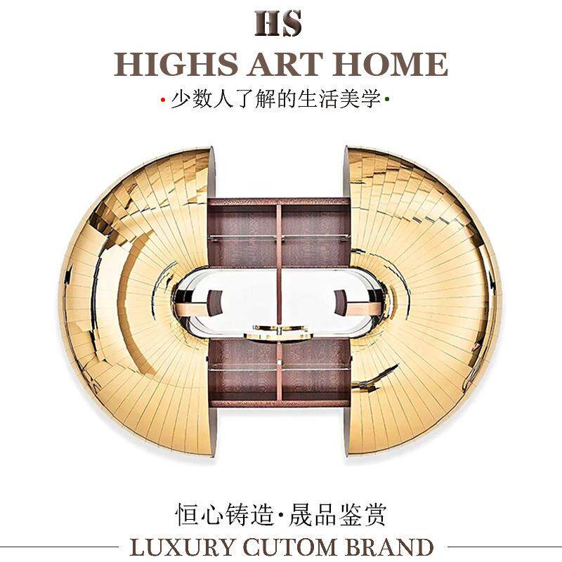 HIGHS轻奢电动不锈钢高级海胆酒柜别墅设计师双开门壁挂式展示柜