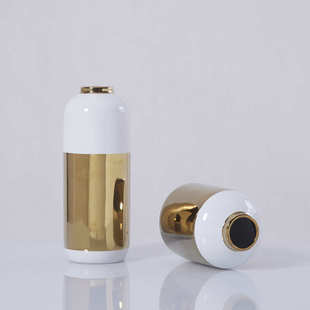 厂家直销现代轻奢镀金色陶瓷花瓶干花花器家居酒店摆件样板房饰品