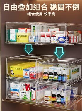 药品收纳箱家庭装盒透明抽屉式医药急救大号容量分层家用常备药箱