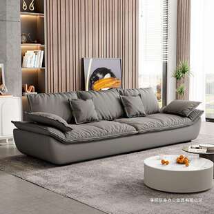 意式轻奢厅科技布简艺沙发客小沙户型AVY现代约极简三人位直排帆